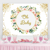 Lofaris Gold Glitter Oh Baby Floral Backdrop For Shower